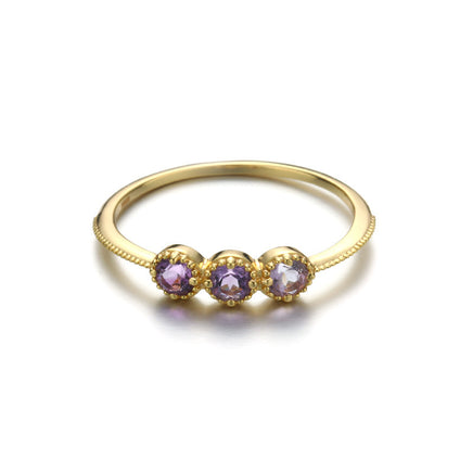 Sterling silver gradient purple crystal ring - Sterling Hearts