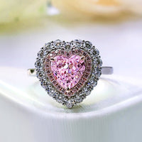 S925 Silver Heart-shaped Rhinestone Ring Simulation Diamond Ring Fully-inlaid 77 Diamond Women's Ring - Fun Gifts & More