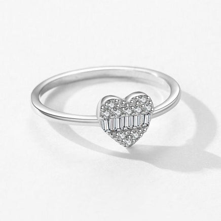 Women's S925 Sterling Silver Light Extravagant Love Heart Ring - Sterling Hearts