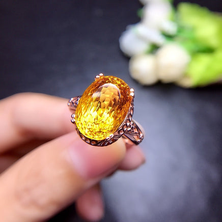 Sterling Silver Cut Topaz Citrine Ring - Sterling Hearts