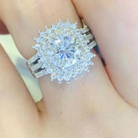 2 Karat D Color Moissanite Ring - Sterling Hearts