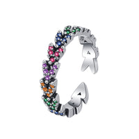 925 Sterling Silver Rainbow Heart Ring - Sterling Hearts