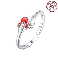 925 Sterling Silver Warm Hug Love Heart-shaped Ring - Sterling Hearts