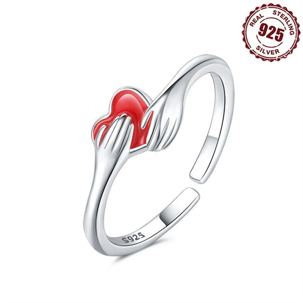 925 Sterling Silver Warm Hug Love Heart-shaped Ring - Sterling Hearts