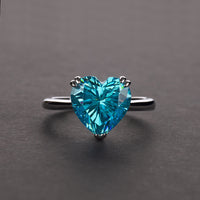 Silver 4-carat Heart Shaped High Carbon Diamond Ring - Sterling Hearts