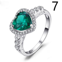 Love Ring in Red Ruby or Green Emerald - Sterling Hearts