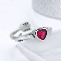 Sterling Silver Ring Female Heart Can Be Front And Back - Sterling Hearts