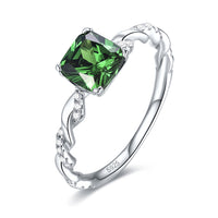 925 Sterling Silver Ring Main Stone Green Emerald or Red Ruby Zirconium - Sterling Hearts