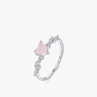 S925 Sterling Silver Pink Love Heart-shaped Ring