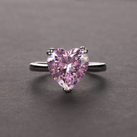 Silver 4-carat Heart Shaped High Carbon Diamond Ring - Sterling Hearts