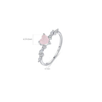 S925 Sterling Silver Pink Love Heart-shaped Ring