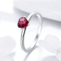 Heart-shaped Ring Inlaid With Red Garnet Zircon - Sterling Hearts