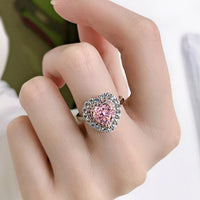 S925 Silver Heart-shaped Rhinestone Ring Simulation Diamond Ring Fully-inlaid 77 Diamond Women's Ring - Fun Gifts & More