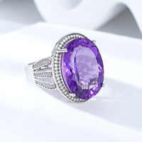 Natural Purple Amethyst Luxury Temperament S925 Sterling Silver Ring - Sterling Hearts