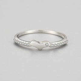 S925 Sterling Silver Heart Micro Diamond Ring - Sterling Hearts