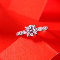 1 Karat S925 Silver Ring Moissanite Doting Ring Trendy Simple Silver Ring - Sterling Hearts