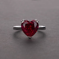 Silver 4-carat Heart Shaped High Carbon Diamond Ring - Sterling Hearts