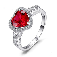 Love Ring in Red Ruby or Green Emerald - Sterling Hearts