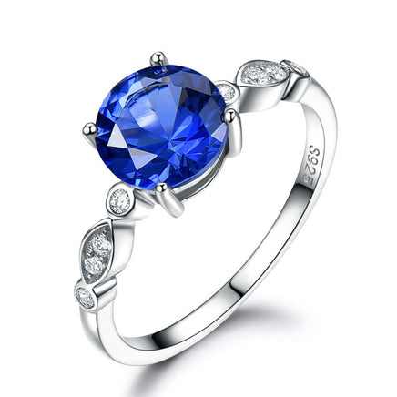 Sapphire Silver Birthstone  Female Ring Jewelry - Sterling Hearts