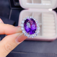 Natural Purple Amethyst S925 Sterling Silver Ring - Sterling Hearts