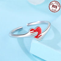 925 Sterling Silver Warm Hug Love Heart-shaped Ring - Sterling Hearts