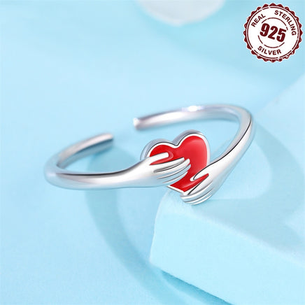 925 Sterling Silver Warm Hug Love Heart-shaped Ring - Sterling Hearts