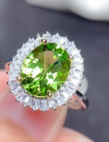 Natural Peridot Ring - Sterling Hearts