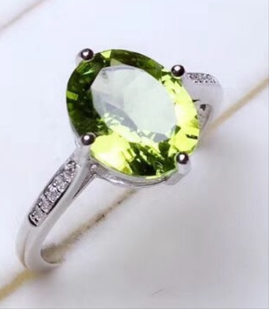 Colorful Gemstone Jewelry Natural Peridot Ring 925 Silver - Sterling Hearts