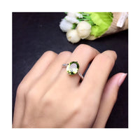 Colorful Gemstone Jewelry Natural Peridot Ring 925 Silver - Sterling Hearts