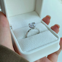 S925 Sterling Silver Ring Heart-shaped Ice Flower Cut Zircon - Sterling Hearts