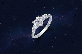 1ct Love Comes From The Heart - Moissanite Heart Ring Sterling Silver 925