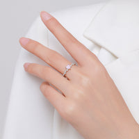 S925 Sterling Silver Pink Love Heart-shaped Ring