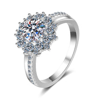 Live Supply S925 Sterling Silver Moissanite 1 Karat Ring - Sterling Hearts