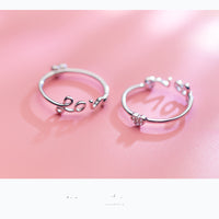 S925 Sterling Silver LOVE Heart-shaped Ring