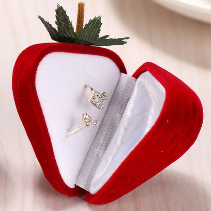 Strawberry Ring Box - Sterling Hearts