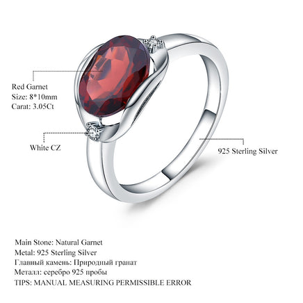 Red Garnet or Blue Sapphire Sterling Silver Ring - Sterling Hearts