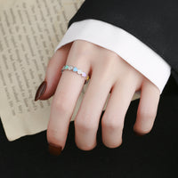 S925 Pure Silver Luxury Sweet Love Rainbow Enamel Ring Girl - Sterling Hearts