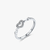 YANLOK S925 Sterling Silver Heart-shaped Niche Sweet Distressed Ring - Sterling Hearts