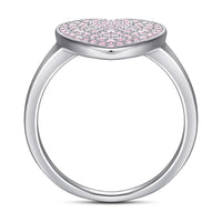 S925 Sterling Silver Ring Heart-shaped Zircon Jewelry Platinum Plating Women - Sterling Hearts