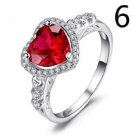 Love Ring in Red Ruby or Green Emerald - Sterling Hearts