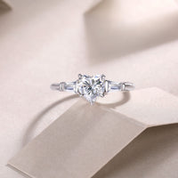 1ct Love Comes From The Heart - Moissanite Heart Ring Sterling Silver 925