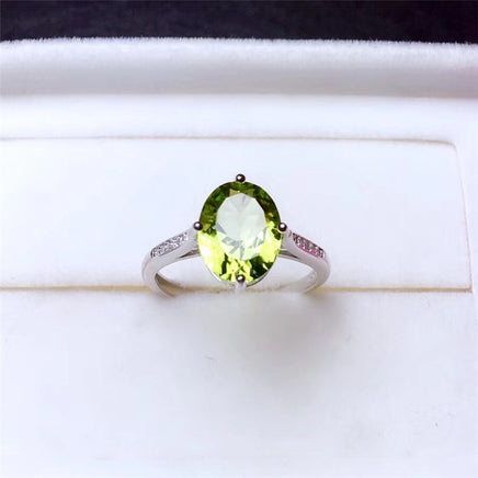 Colorful Gemstone Jewelry Natural Peridot Ring 925 Silver - Sterling Hearts