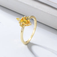 S925 Sterling Silver Drop Shape Yellow Zircon Ring - Sterling Hearts