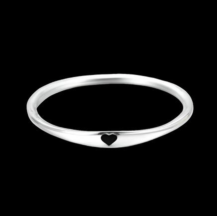 925 Sterling Silver Round Circle Simple Heart Ring - Sterling Hearts