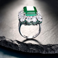 Frosty Sterling Silver Green Emerald Ring - Sterling Hearts