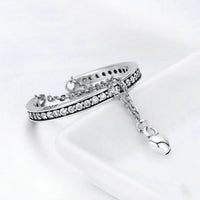 S925 Sterling Silver Heart Ring with Diamonds