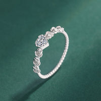 Sterling Silver Ring Twist Lines Love Heart - Sterling Hearts