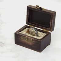 Retro Wooden Ring Box - Sterling Hearts