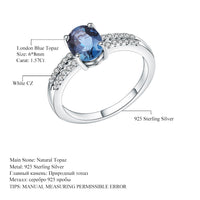 Topaz Natural Stone S925 Silver Crystal Ring - Sterling Hearts