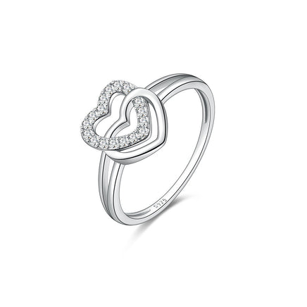 S925 Sterling Silver Simple Fashion Heart-shaped Ring - Sterling Hearts